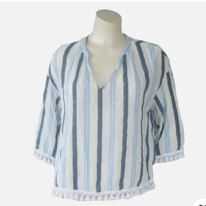 🌼 Vince Camuto Striped Peasant Blouse – Size XL 🌼